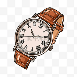 电话手表图片_棕色手表插画