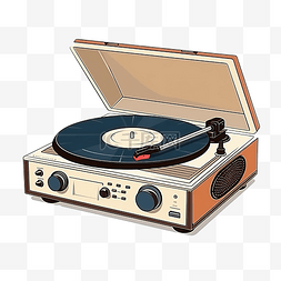 DJ唱片图片_在白色上隔离的老式电唱机矢量图