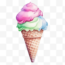 夏威夷冰淇淋图片_水彩冰淇淋