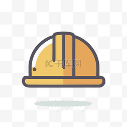 带彩色背景图片_带平面图标的黄色建筑工人安全帽