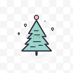 黑色线性icon图片_白色背景上可爱的圣诞树图标 向