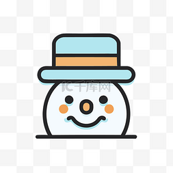 小雪人图片_戴着帽子的小雪人的图标 向量