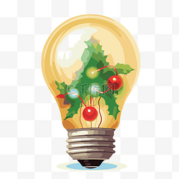灯泡与画图片_圣诞灯泡剪贴画 灯泡与圣诞冬青