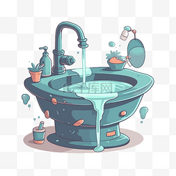 水槽和其他物品的水槽剪贴画卡通