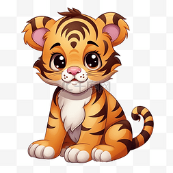 可爱的老虎动物插画