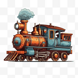 老式火车卡通图片_卡通风格的火车剪贴画老式蒸汽机