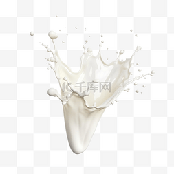 牛奶倒下来并溅起 3D 渲染插图