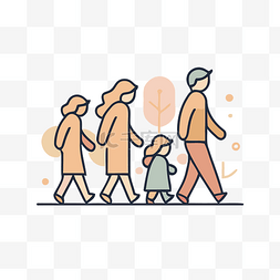 行走背景图片_行走的家庭矢量图形设计