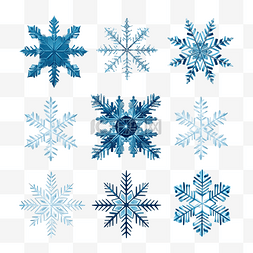 蓝色仙境图片_美丽的蓝色雪花冻结水晶雪花的轮