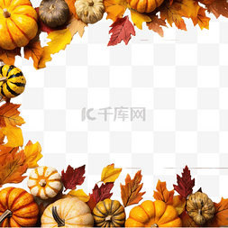 秋天和感恩节边界的彩色叶子和南