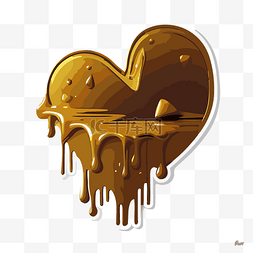 金色的心滴着金色的巧克力剪贴画