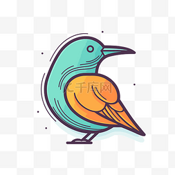 美丽的鸟类以彩色风格线条设计绘