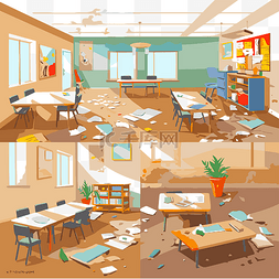 卡通打扫教室图片_打扫教室 向量
