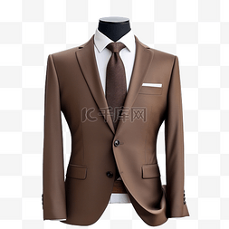 棕色半身西服搭配黑色领带