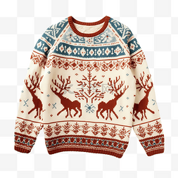 圣诞快乐丑陋的毛衣，上面有驯鹿