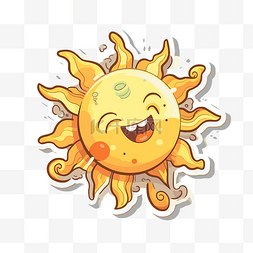 阳光明媚的太阳贴纸，带有微笑和