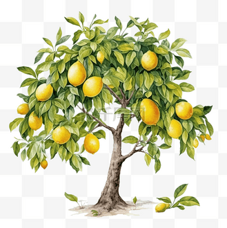 水彩柠檬树