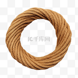 环形绳索图片_黄麻绳棕色麻线棉绳隔离