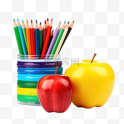 学学习用品图片_学校老师用苹果提供彩虹