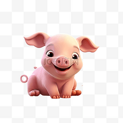 白色的猪图片_可爱的小猪 3d 插图
