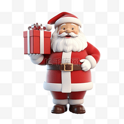 圣诞老人携带大礼品盒的 3D 渲染