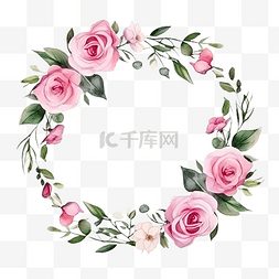 拼贴植物图片_水彩花框剪贴画花边框与玫瑰和绿