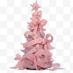 粉红色华丽丝带圣诞树
