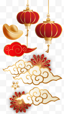 中国新年春节组图竖图红包灯笼祥