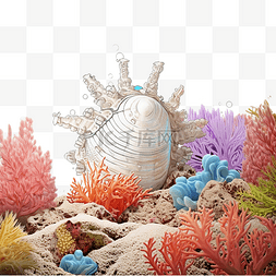 大贝壳图片_热带海域珊瑚礁上的珊瑚中的奇异