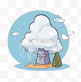 眼镜起雾图片素材_一个丑陋的核电站附近有云的雾化剪贴画卡通人物