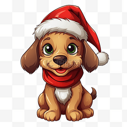 圣诞雪橇犬图片_矢量卡通人物快乐狗圣诞服装设计