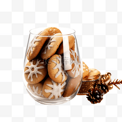 圣诞节星图片_木桌上有美味圣诞饼干的玻璃花瓶
