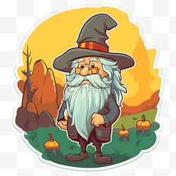 长胡子的巫师图片_留着长胡子和胡子站在草地上的卡