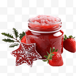 一罐草莓酱和雪花