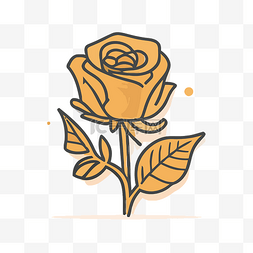 矢量金色玫瑰图片_轮廓风格的黄玫瑰剪影 向量