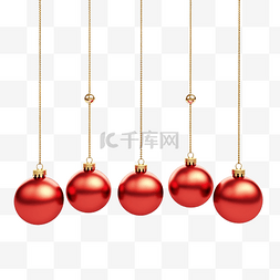金色链条上挂着红色圣诞球上的金