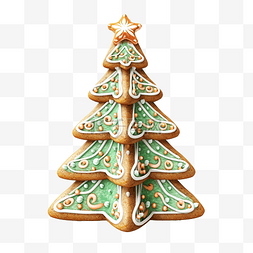 圣诞礼物结图片_姜饼圣诞树装饰彩色糖霜