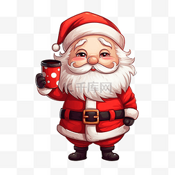 朋友圈打卡画框图片_卡通可爱圣诞圣诞老人喝咖啡矢量