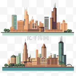 塔平面图片_芝加哥剪贴画 两个平面插图显示