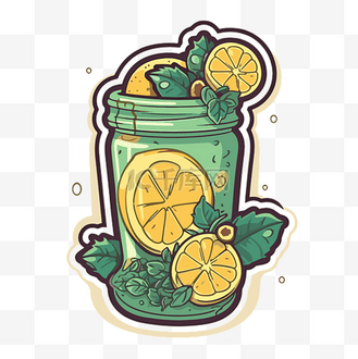 梅森罐设计中的新鲜柠檬饮料 向量