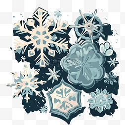 彩色雪花背景图片_深蓝色背景剪贴画上的几个彩色雪