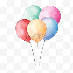 水彩画一套可爱的气球