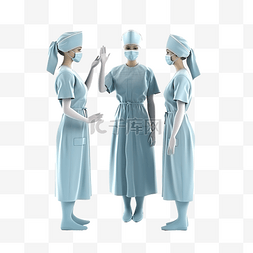 女士制服图片_3d 渲染护士穿着医院长袍制服问候