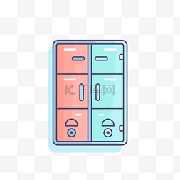 储物柜的设计图片_蓝色和粉色背景矢量图解设计的储