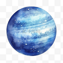 蓝色蓝色地球图片_海王星水彩水彩插图与太阳系行星