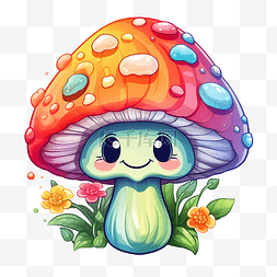 卡通蓝色蘑菇图片_多彩可爱卡通蔬菜蘑菇