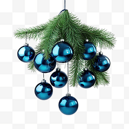 闪亮的圣诞图片_绿色云杉树枝和深蓝色闪亮的圣诞