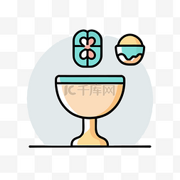 彩色的碗图片_白色背景上的祭坛图标，配有鸡蛋