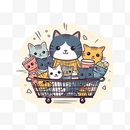 猫购物插画
