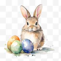 抽象无缝图片_兔子与鸡蛋水彩